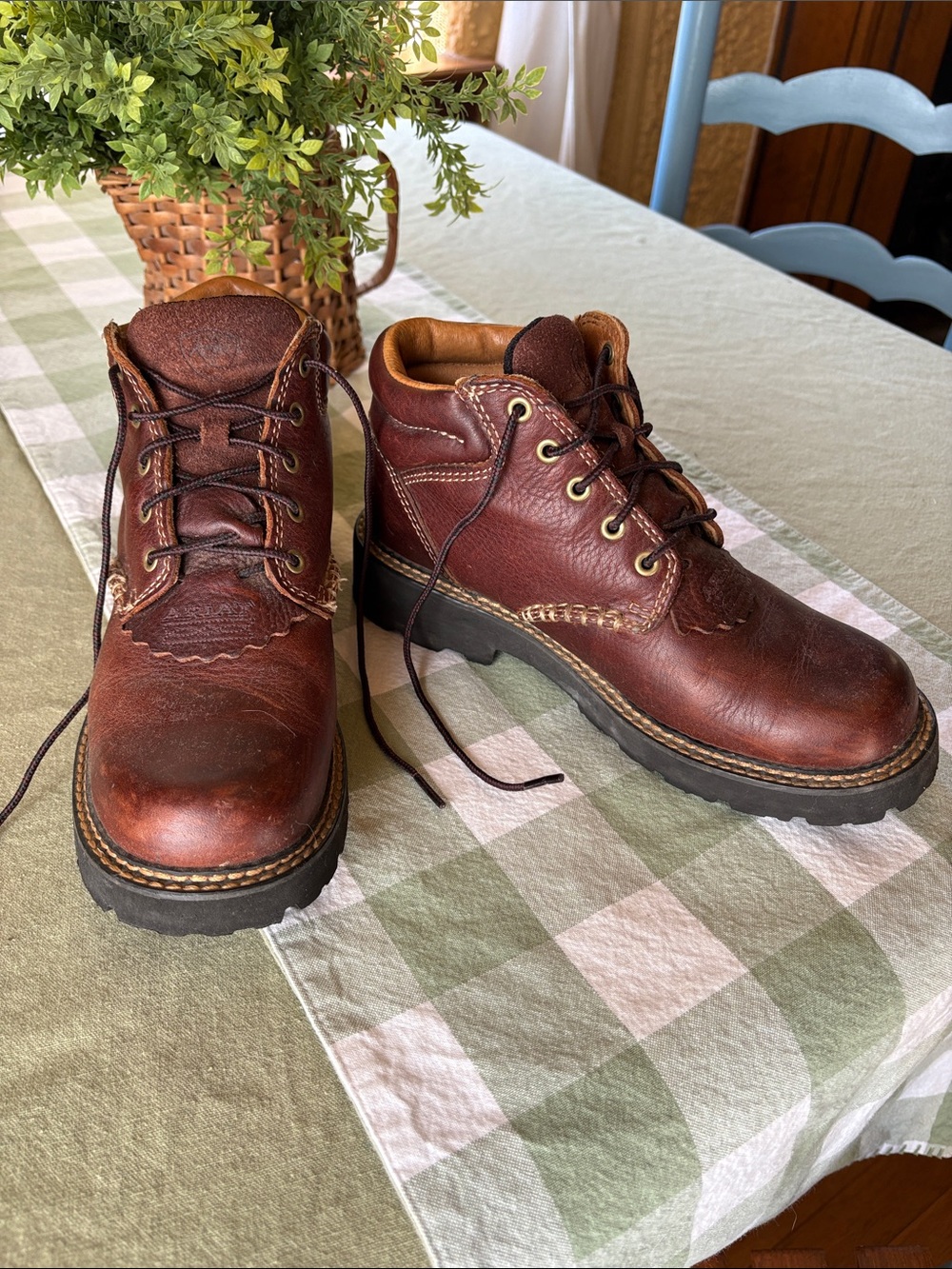 Ariat Brown Leather Lace-Up Work Boots
